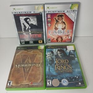 4 XBOX Games - Max Payne, Fable, Morrowind, The Lord of the Rings